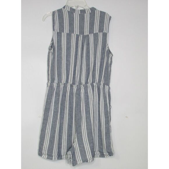 Time and Tru Utility Striped Romper Pockets Elastic Tie Waist Sailorcore Md 8-10 - Picture 3 of 11
